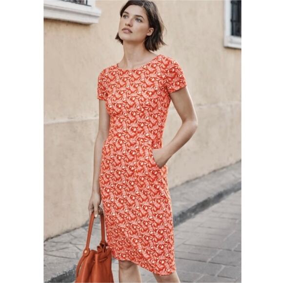 Boden‎ Phoebe Jersey Dress Short Sleeve Orange Size US 2P - Picture 1 of 8